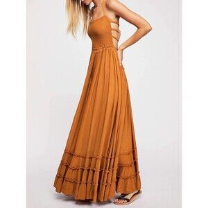 R Vivimos Womens Maxi Dress Backless Smocked Size S Resort Goddess Boho Vacation
